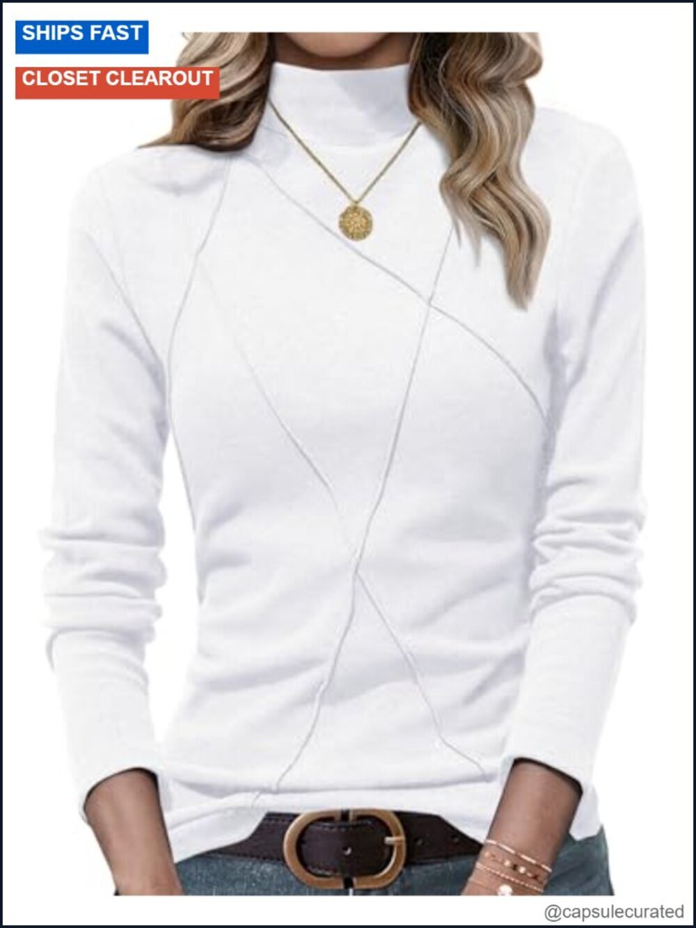Women's Mock Turtleneck Long Sleeve Tunic Top - Basic Plain Thermal Tee